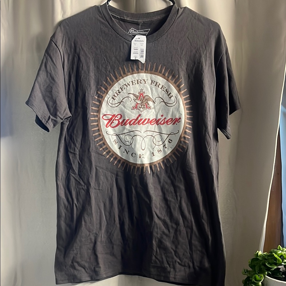 Budweiser Gray Short Sleeve Tee Casual Comfort